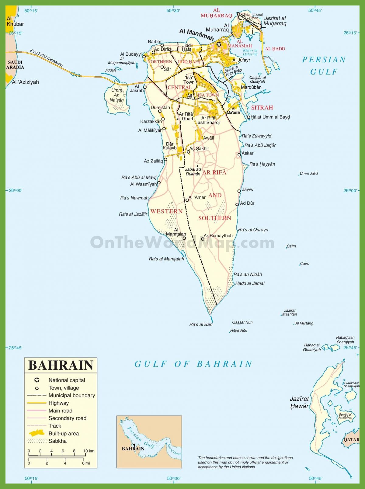 Bahrain byer kort