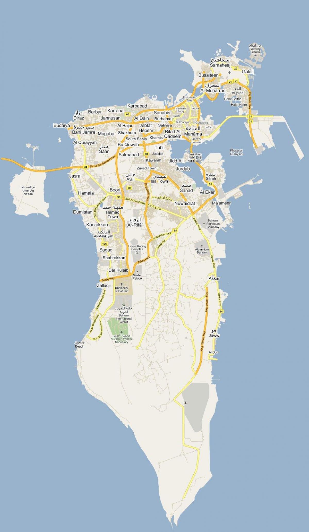 kort over gaden kort i Bahrain