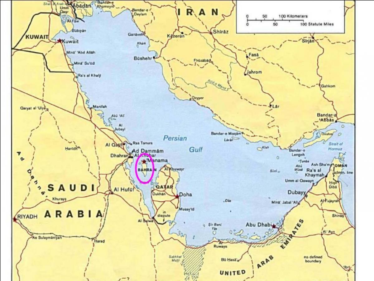 kort over øen Bahrain 