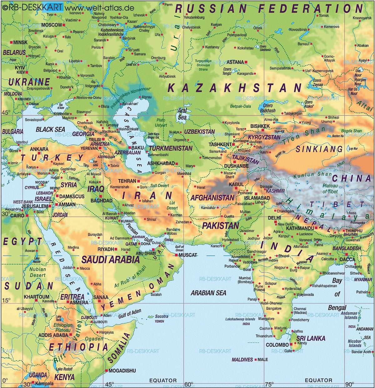 kort Bahrain kort world atlas