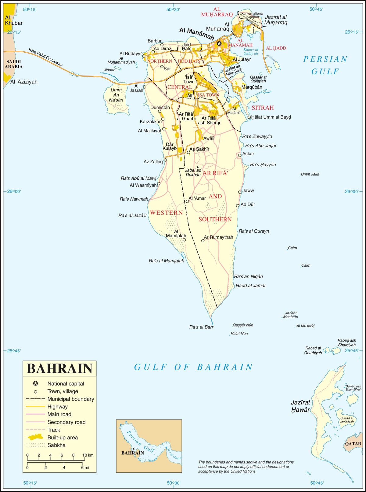 Bahrain politiske kort