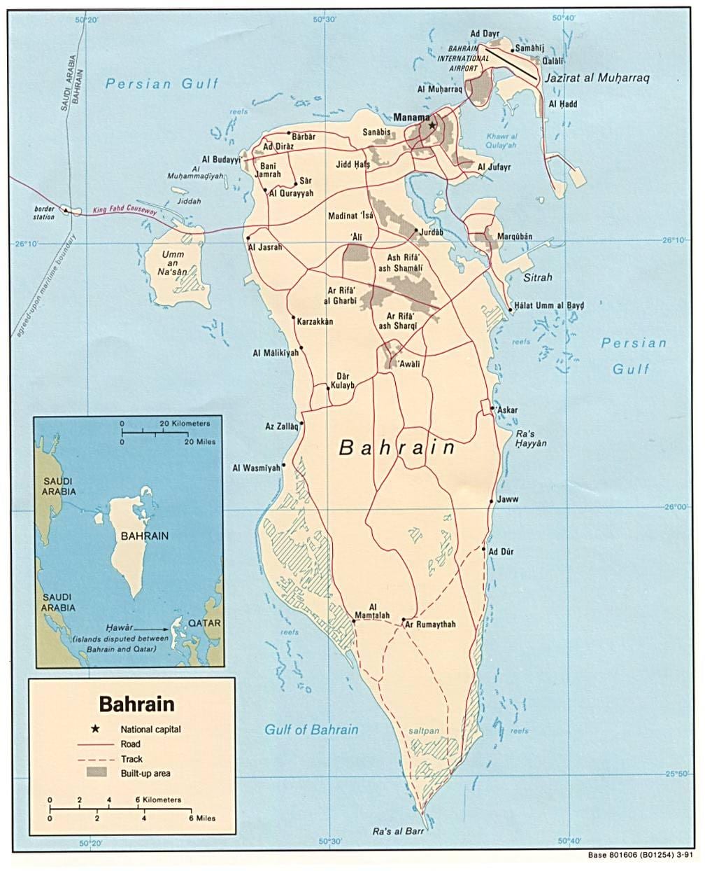 kort i exhibition road og Bahrain