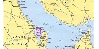 Kort over øen Bahrain 