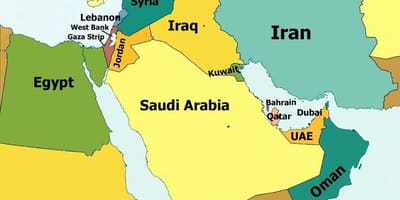 Kort Bahrain og det omkringliggende område