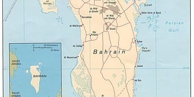 Kort i exhibition road og Bahrain